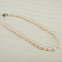 Freshwater Pearl Necklace, with 925 Sterling Silver, Oval, fashion jewelry & for woman, white, 10-11mm, Sold Per 43 cm Strand