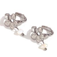 Edelstahl Ohrringe, 316 L Edelstahl, mit Kunststoff Perlen, 18K vergoldet, Modeschmuck & Micro pave Zirkonia & für Frau, keine, verkauft von Paar