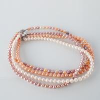 Freshwater Pearl Necklace with 925 Sterling Silver Slightly Round fashion jewelry & for woman 7-8mm Sold Per 43 cm Strand