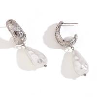 Boucle d'oreille de gaujon en acier inoxydable, acier inoxydable 316L, avec perle de plastique, Plaqué or 18K, bijoux de mode & pour femme, plus de couleurs à choisir, Vendu par paire
