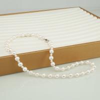 Freshwater Pearl Sweater Necklace with 925 Sterling Silver Slightly Round fashion jewelry & for woman white Sold Per 60 cm Strand