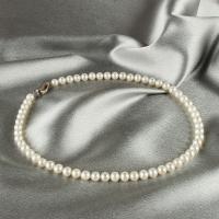 Perlas cultivadas de agua dulce collar, con Plata de ley 925, Esférico, Joyería & para mujer, Blanco, 7-7.5mm, Vendido para 43 cm Sarta