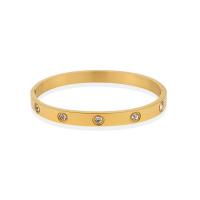 Bracelet en acier inoxydable, Acier inoxydable 304, bijoux de mode & pour femme & avec strass, doré, Diamètre intérieur:Environ 60mm, Vendu par PC
