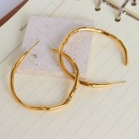 Stainless Steel Hoop Earring, 304 Stainless Steel, 18K gold plated, fashion jewelry & for woman, golden, 50x50mm, Sold By Pair