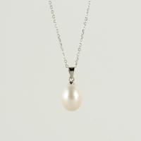 Freshwater Pearl Necklace with 925 Sterling Silver Teardrop fashion jewelry & for woman white Sold Per 45 cm Strand