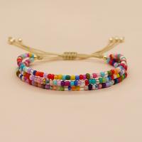 Glass Beads Bracelet Seedbead with Knot Cord Adjustable & fashion jewelry & multilayer & for woman mixed colors Length Approx 28 cm Sold By PC