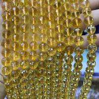 Naturlig krystal perler, Citrin, Runde, du kan DIY & forskellig størrelse for valg & facetteret, gul, Solgt Per Ca. 38 cm Strand