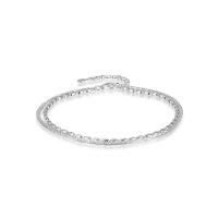Fashion Sterling Silver Anklet, 925 Sterling Silver, with 1.18inch extender chain, Double Layer & fashion jewelry & for woman, nickel, lead & cadmium free, Length:Approx 7.87 Inch, Sold By PC