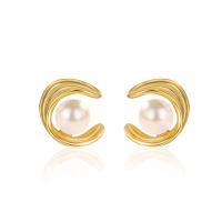 925 Sterling Silver Stud Earrings, with Shell Pearl, plated, fashion jewelry & for woman, more colors for choice, nickel, lead & cadmium free, 10mm, Sold By Pair