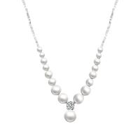 Cubic Zircon Micro Pave 925 Sterling Silver Necklace, with Shell Pearl, fashion jewelry & micro pave cubic zirconia & for woman, nickel, lead & cadmium free, Length:Approx 17.12 Inch, Sold By PC