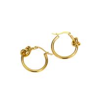 Titanium Steel  Earring, Vacuum Ion Plating, fashion jewelry & for woman, golden, 24.60x24mm, Sold By Pair