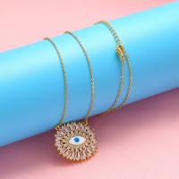 Cubic Zircon Micro Pave Brass Necklace Evil Eye plated fashion jewelry & micro pave cubic zirconia & for woman & enamel nickel lead & cadmium free Length Approx 53 cm Sold By PC
