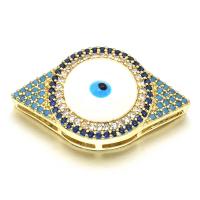 Evil Eye Connector, Brass, plated, DIY & micro pave cubic zirconia & enamel, more colors for choice, nickel, lead & cadmium free, 27x16mm, Sold By PC