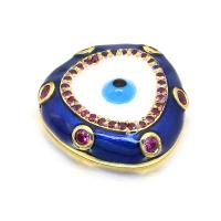 Evil Eye Connector, Brass, plated, DIY & evil eye pattern & micro pave cubic zirconia & enamel, more colors for choice, nickel, lead & cadmium free, 16x16mm, Sold By PC