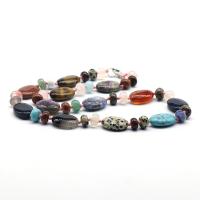 Ожерелья из драгоценных камней, Природный камень, полированный, различные материалы для выбора & Мужская, Много цветов для выбора, не содержит никель, свинец, spacer beads:5x8mm,flat oval beads:13x18mm, длина Приблизительно 48-50 см, продается PC