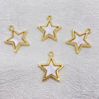 Brass Jewelry Pendants, with Shell, Star, gold color plated, DIY, white, nickel, lead & cadmium free, 15.50x17.20mm, Sold By PC