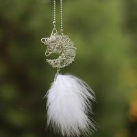Fashion Dream Catcher, Feather, with Cotton Thread & Crystal & Wood & Iron, Moon, fashion jewelry, more colors for choice, 400mm, Sold By PC
