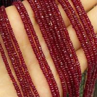 Perles bijoux en pierres gemmes, Rubis, Plat rond, DIY & normes différentes pour le choix, rouge, Trou:Environ 0.6mm, Vendu par Environ 40-41 cm brin