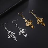 Stainless Steel Drop Earring 304 Stainless Steel Flower plated fashion jewelry & for woman & hollow nickel lead & cadmium free Sold By Pair