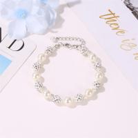 Tibetan Style Bracelet, with Plastic Pearl, handmade, fashion jewelry & for woman & with rhinestone, platinum color, nickel, lead & cadmium free, Length:Approx 26 cm, Sold By PC