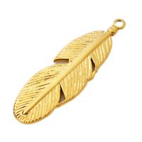 Stainless Steel Pendants 304 Stainless Steel Feather plated DIY golden Approx 2mm Sold By PC