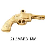 Stainless Steel Pendants, 304 Stainless Steel, Gun, plated, DIY, golden, 21.50x31x3.50mm, Hole:Approx 2mm, Sold By PC