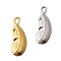 Stainless Steel Pendants, 304 Stainless Steel, Feather, plated, DIY, more colors for choice, 19.50x7x2mm, Hole:Approx 1.5mm*3mmmm, Sold By PC