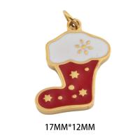 Stainless Steel Pendants, 304 Stainless Steel, Christmas Sock, Vacuum Ion Plating, DIY & enamel, golden, 17x11x1.50mm, Hole:Approx 3mm, Sold By PC