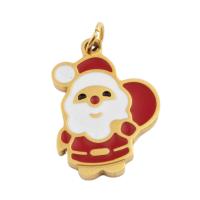 Stainless Steel Pendants, 304 Stainless Steel, Santa Claus, Vacuum Ion Plating, DIY & enamel, golden, 17x12x1.50mm, Hole:Approx 3mm, Sold By PC