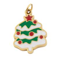 Stainless Steel Pendants 304 Stainless Steel Christmas Tree Vacuum Ion Plating DIY & enamel golden Approx 3mm Sold By PC