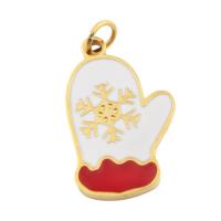 Stainless Steel Pendants, 304 Stainless Steel, Christmas Glove, Vacuum Ion Plating, DIY & enamel, golden, 17x10.50x1.50mm, Hole:Approx 3mm, Sold By PC