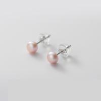 925 Sterling Silver Stud Earrings with Freshwater Pearl fashion jewelry nickel lead & cadmium free Sold By Pair
