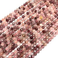 Koraliki Biżuteria naturalny kwarc, Strawberry Quartz, Koło, obyty, DIY & fasetowany, 8mm, około 47komputery/Strand, sprzedawane na około 38 cm Strand