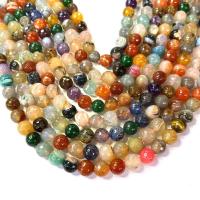 Perle prirodne pucketati ahat, Pucketanje Agate, Krug, uglađen, možete DIY & različite veličine za izbor & faceted, više boja za izbor, Prodano Per Približno 38 cm Strand