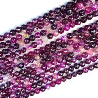Natürliche Streifen Achat Perlen, rund, poliert, DIY & verschiedene Größen vorhanden & facettierte, dunkelviolett, verkauft per ca. 38 cm Strang