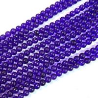 Natural Jade Beads Round polished DIY purple Sold Per Approx 38 cm Strand