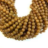 Jade Perlen, rund, DIY & verschiedene Größen vorhanden, kakifarben, verkauft per ca. 38 cm Strang