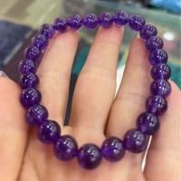 Quartz Bracelets, Amethyst, Round, fashion jewelry & Unisex & different size for choice, purple, Length:Approx 18 cm, Sold By PC