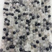 Quartz naturel bijoux perles, Quartz rutile noir, Rond, DIY & normes différentes pour le choix, couleurs mélangées, Vendu par Environ 38 cm brin