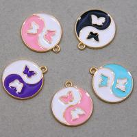 Zinc Alloy Enamel Pendants Round gold color plated DIY Approx Sold By Bag