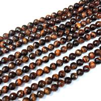 Tiger Eye Beads, Runde, poleret, du kan DIY & forskellig størrelse for valg & facetteret, rød, klasse A, Solgt Per Ca. 38 cm Strand