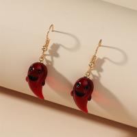 Resin Drop Earring with Zinc Alloy Ghost gold color plated Halloween Jewelry Gift & for woman Sold By Pair