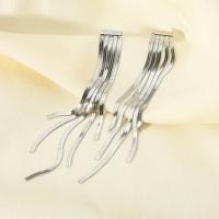 Fashion Fringe Earrings, 304 Stainless Steel, Vacuum Ion Plating, fashion jewelry & for woman, more colors for choice, 110mm, Sold By Pair