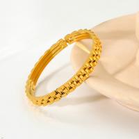 Bracelete de aço inoxidável, Aço inoxidável 304, 18K banhado a ouro, joias de moda & para mulher, dourado, Diametro interno:Aprox 58mm, vendido por PC