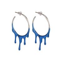 Brass Stud Earring, Copper Alloy, real gold plated, fashion jewelry & for woman, blue, nickel, lead & cadmium free, 47x39mm, Sold By Pair