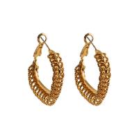 Messing Hoop Earring, 18K forgyldt, mode smykker & for kvinde, gylden, nikkel, bly & cadmium fri, 37x33mm, Solgt af par