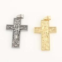 Stainless Steel Cross Pendants, 316L Stainless Steel, Vacuum Ion Plating, fashion jewelry & DIY, more colors for choice, nickel, lead & cadmium free, 37.30x24.90x4.80mm, Sold By PC