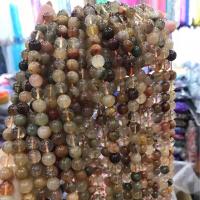 Koraliki Biżuteria naturalny kwarc, Kwarc rutylowy, Koło, DIY & różnej wielkości do wyboru, mieszane kolory, sprzedawane na około 38 cm Strand