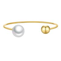 Stainless Steel Bangle 304 Stainless Steel with Plastic Pearl Vacuum Ion Plating fashion jewelry & for woman golden Inner Approx 60mm Sold By PC