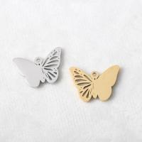 Stainless Steel Animal Pendants, 304 Stainless Steel, Butterfly, polished, DIY, more colors for choice, 14x12mm, Hole:Approx 1.2mm, Sold By PC